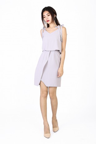 Kennedy Ribbon Dress in Lilac Grey