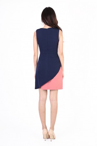 Charlie Colourblock Dress in Navy