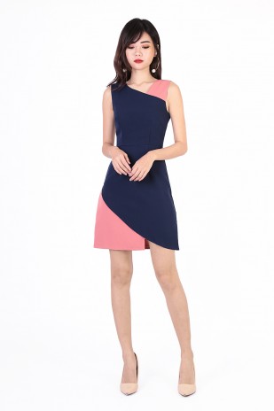 Charlie Colourblock Dress in Navy
