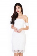 Sapphira Crochet Cold Shoulder Dress in White