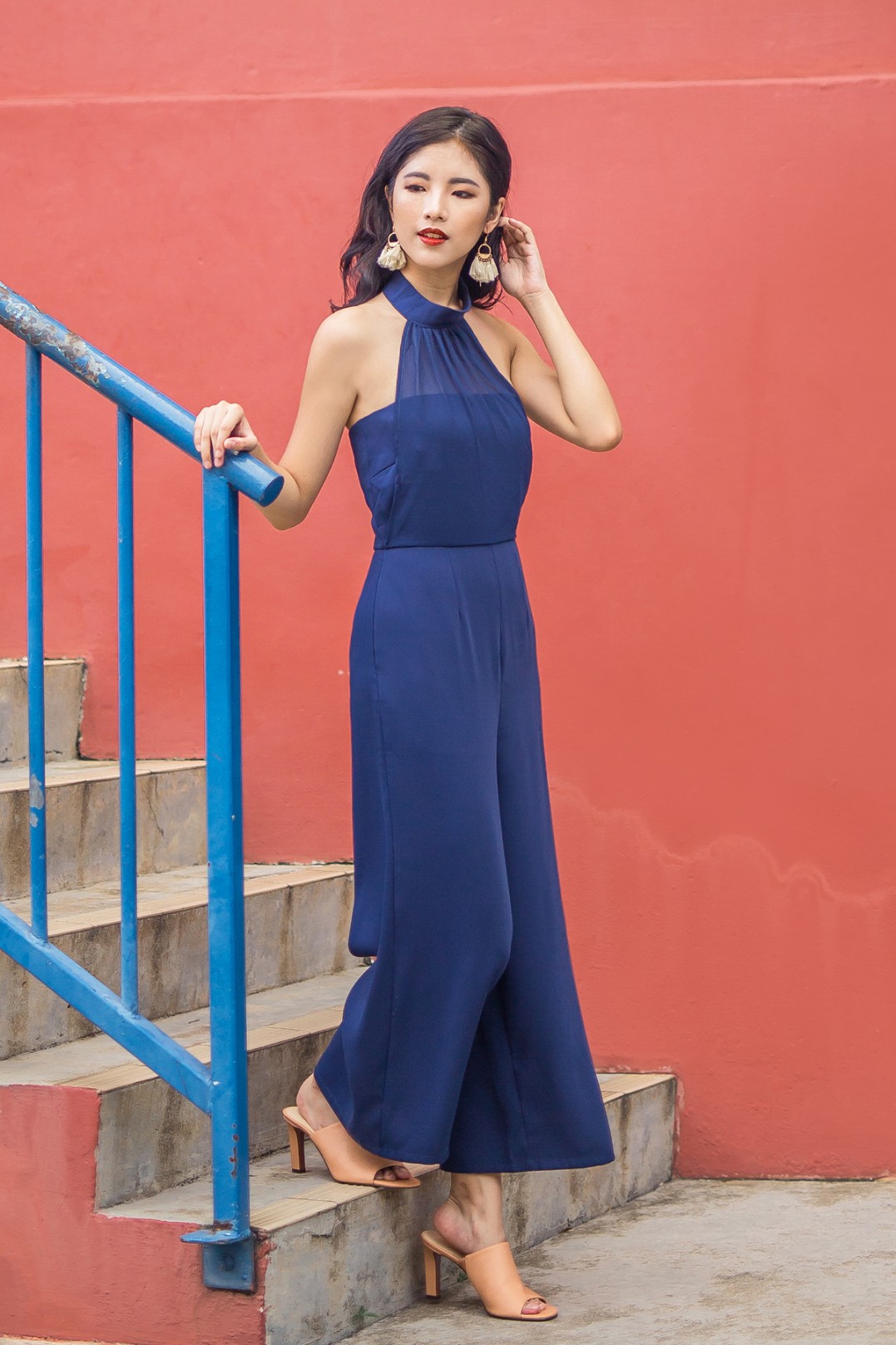 navy overlay jumpsuit