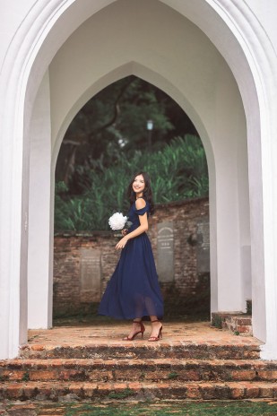 Keyers Drape Toga Dress in Navy