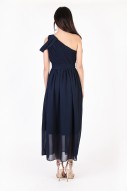 Keyers Drape Toga Dress in Navy