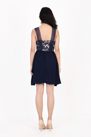 Maldera Crochet Dress in Navy
