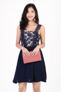 Maldera Crochet Dress in Navy