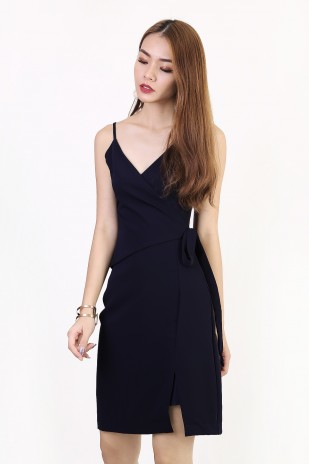 Yulissa Wrap Dress in Navy
