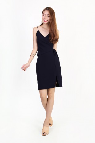 Yulissa Wrap Dress in Navy