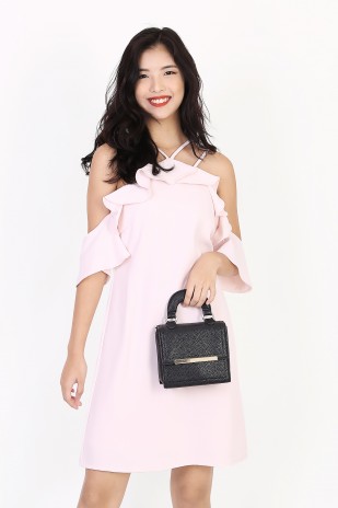 Ariah Ruffles Dress in Blush Pink