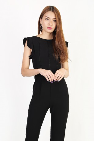 Natalia Flutter Jumpsuit in Black