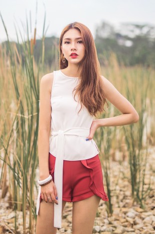 Gesine Contrast Top in White