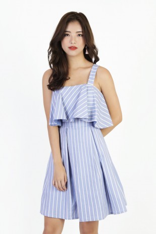 Lerine Stripe Dress in Periwinkle Blue