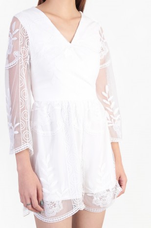 Alyssa Embroidery Romper in White