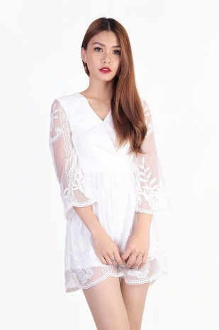 Alyssa Embroidery Romper in White