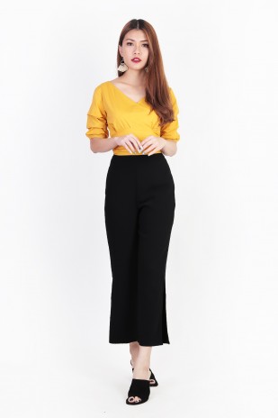 Marquis Wrap Top in Mustard