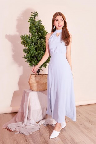 Mireya Open Back Maxi Dress in Powder Blue