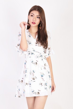 Gesley Floral Dress in White