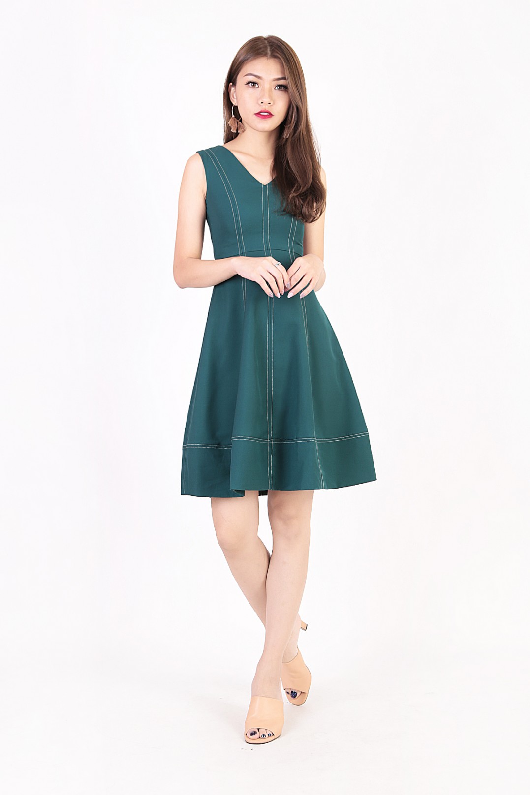 forest green work dress