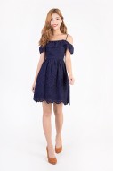 Rafaela Eyelet Dress in Navy