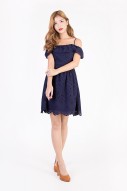 Rafaela Eyelet Dress in Navy