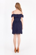 Rafaela Eyelet Dress in Navy