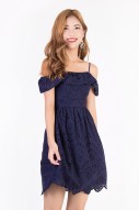 Rafaela Eyelet Dress in Navy