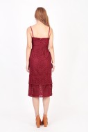 Lorelei Eyelet Midi Dress in Rustic Red