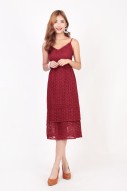Lorelei Eyelet Midi Dress in Rustic Red