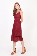 Lorelei Eyelet Midi Dress in Rustic Red