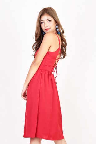 Olivia Backless Tie Dress in Red