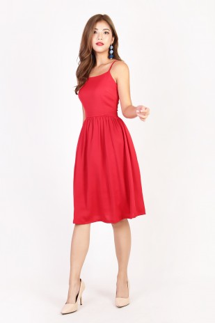 Olivia Backless Tie Dress in Red