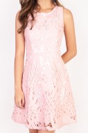 Samara Crochet Dress in Blush Pink