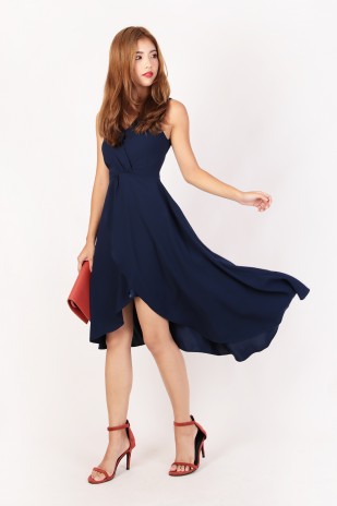 Athalia Overlay Dress in Navy