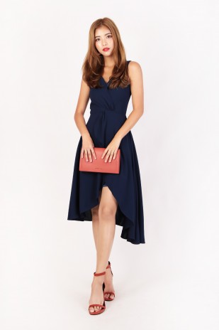 Athalia Overlay Dress in Navy