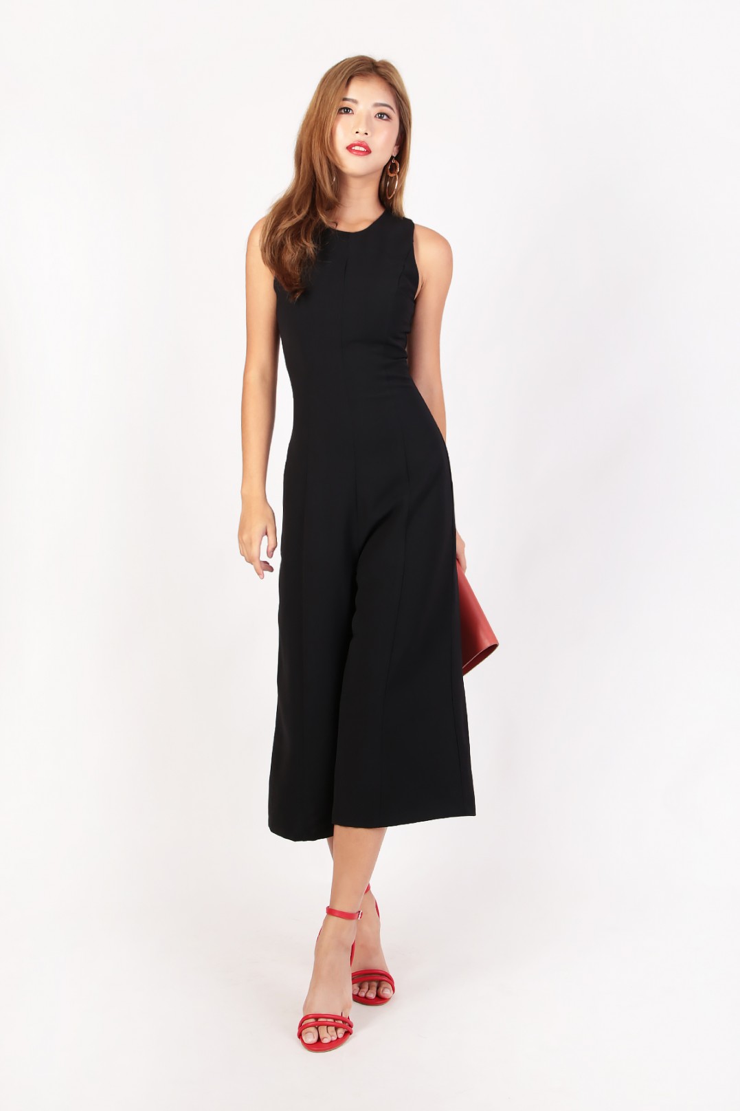 black midi jumpsuit