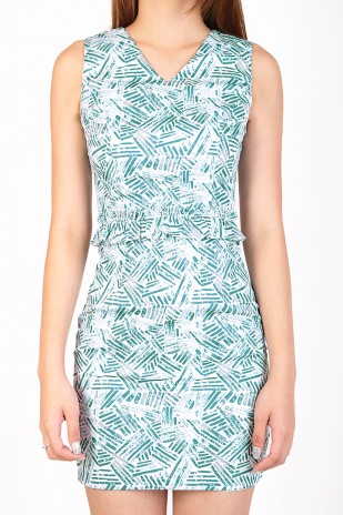 Catalina Abstract Workdress in Green