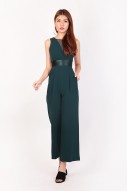 Cayleese Mesh Jumpsuit in Forest Green