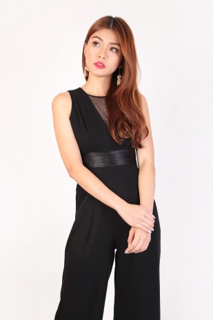 Cayleese Mesh Jumpsuit in Black