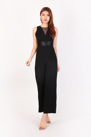 Cayleese Mesh Jumpsuit in Black