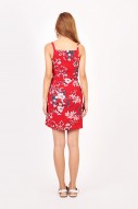 Cora Floral Tie Dress in Red