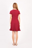 Leith Flutter Dress in Burdundy Red