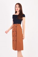 Kate Button Down Skirt in Brown