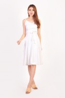 Prisha Flare Midi Dress in White