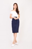 Nyla Button Skirt in Navy