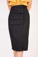 Nyla Button Skirt in Black