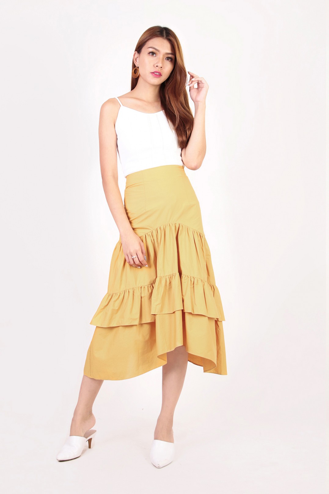 Valeria Ruffle Skirt in Mustard - MGP