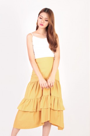 Valeria Ruffle Skirt in Mustard