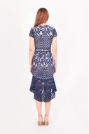 Daleyza Mermaid Crochet Dress in Navy