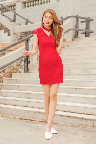 RESTOCK: Magnolia Lace Dress in Red