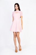 RESTOCK: Claire Overlay Lace Dress in Pink