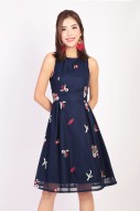 Pristen Embroidery Dress in Navy